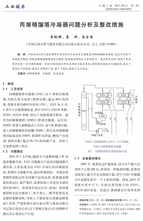 丙烯精馏塔冷凝器问题分析及整改措施