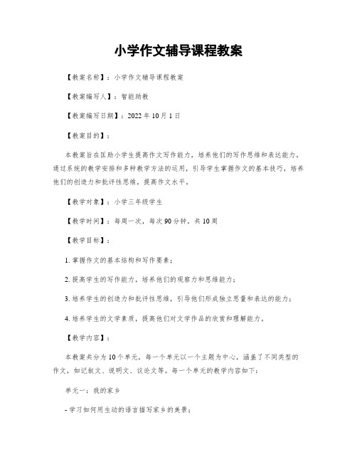 小学作文辅导课程教案