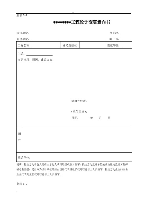 工程设计变更表格