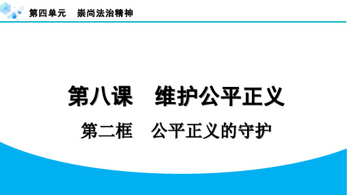 八年级下册道德与法治【习题】8.2公平正义的守护