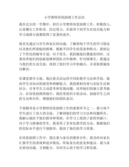 小学教师培优助困工作总结