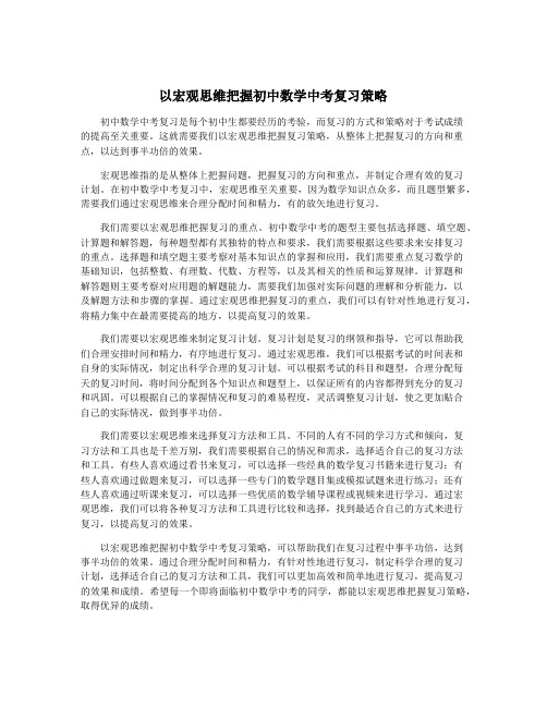 以宏观思维把握初中数学中考复习策略