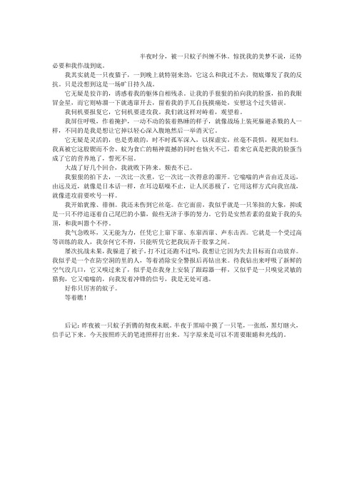 和一只蚊子的战争