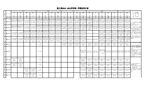 2010～2011学年第一学期实训计划安排表(建筑工程系)