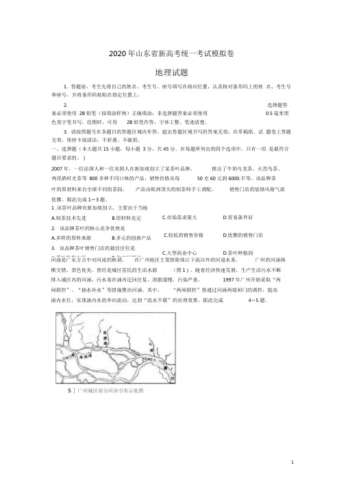 2020年山东省新高考统一考试模拟卷地理试题附答案解析