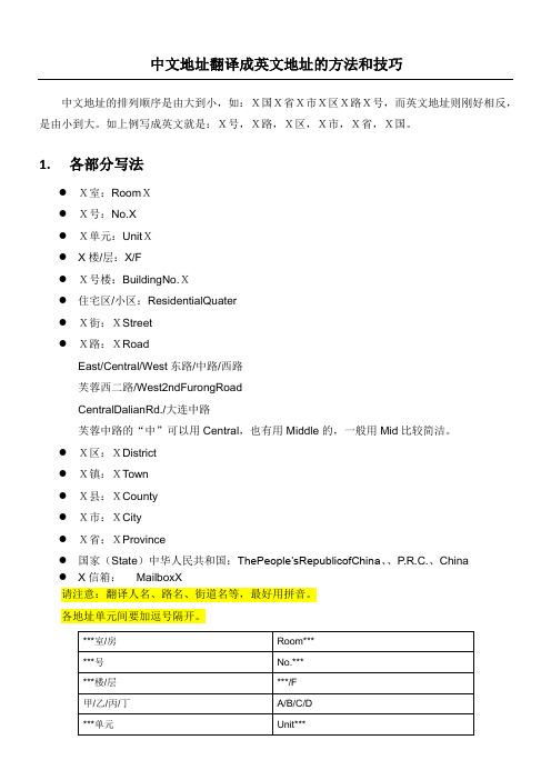 中文地址翻译成英文地址办法和技巧