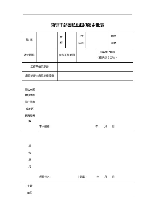 领导干部因私出国(境)审批表