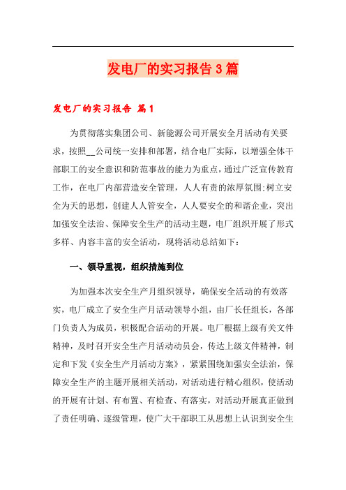 发电厂的实习报告3篇