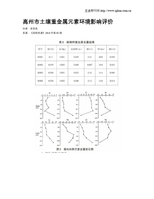 高州市土壤重金属元素环境影响评价