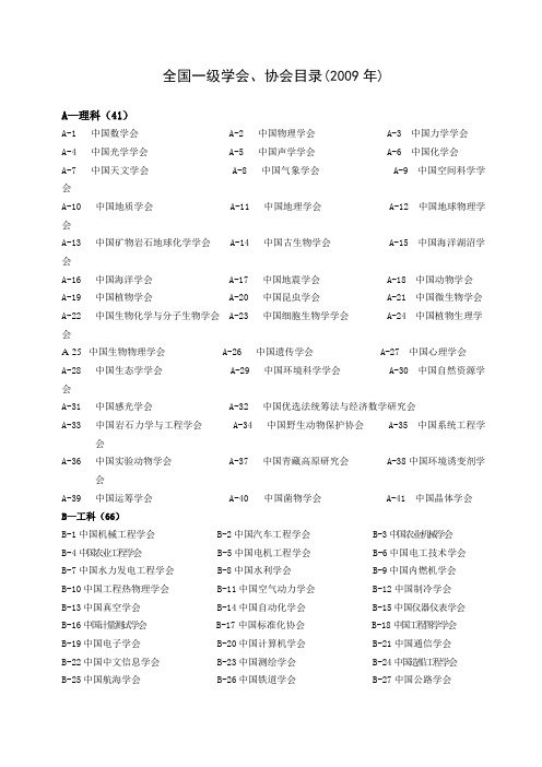 全国一级学会、协会目录