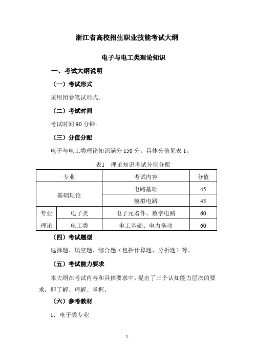 浙江省高校招生职业技能考试大纲