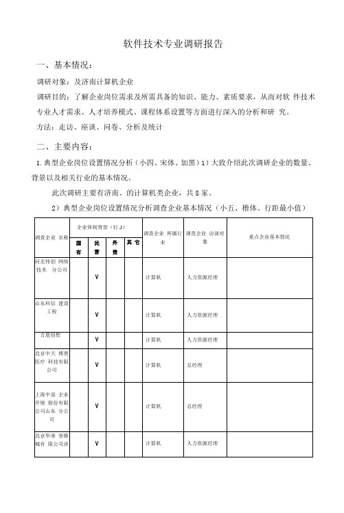 软件技术专业调研报告(高职)