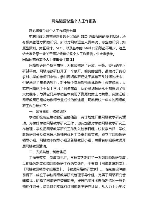 网站运营总监个人工作报告七篇