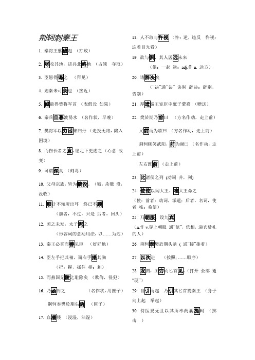 最新荆轲刺秦王(重点实词,通假字,词类活用,一词多义,特殊句型,古今异义)