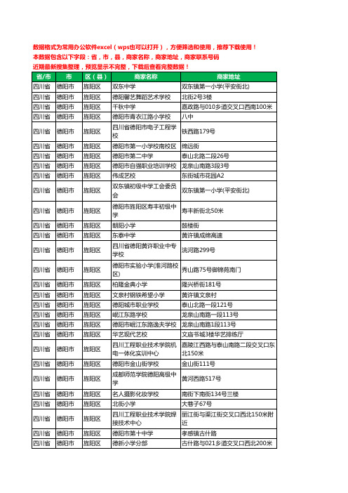 2020新版四川省德阳市旌阳区学校工商企业公司商家名录名单黄页联系电话号码地址大全177家