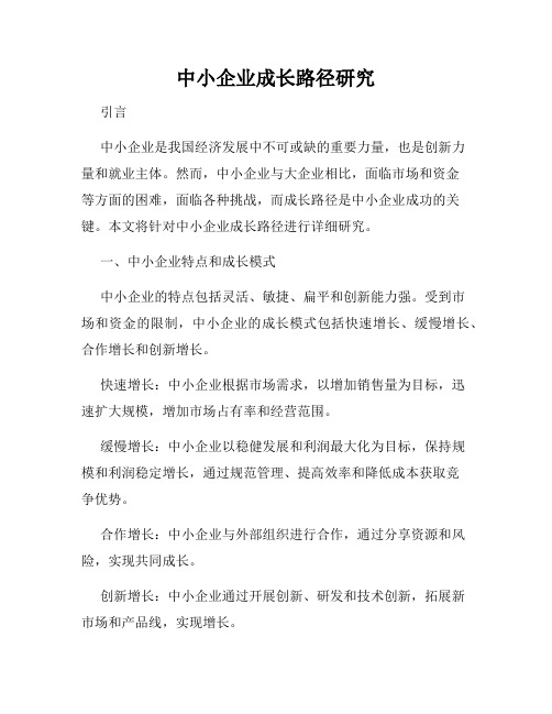 中小企业成长路径研究