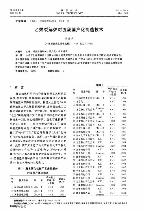 乙烯裂解炉对流段国产化制造技术