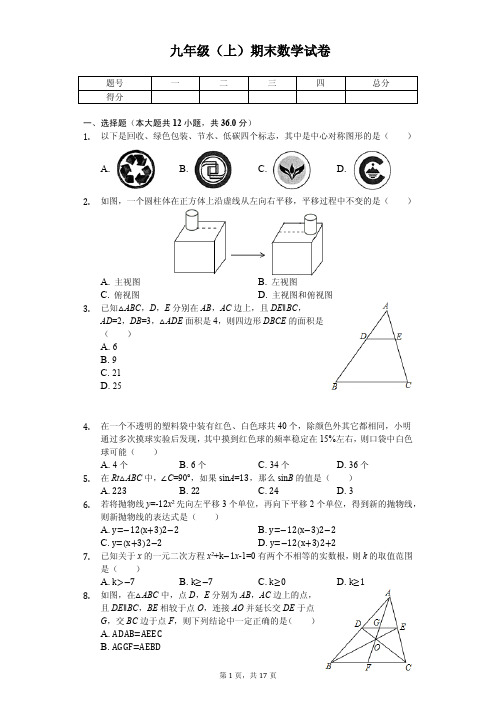 山东省滨州市九年级(上)期末数学试卷