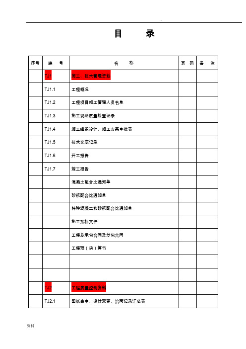 江苏工程技术资料TJ全套表格