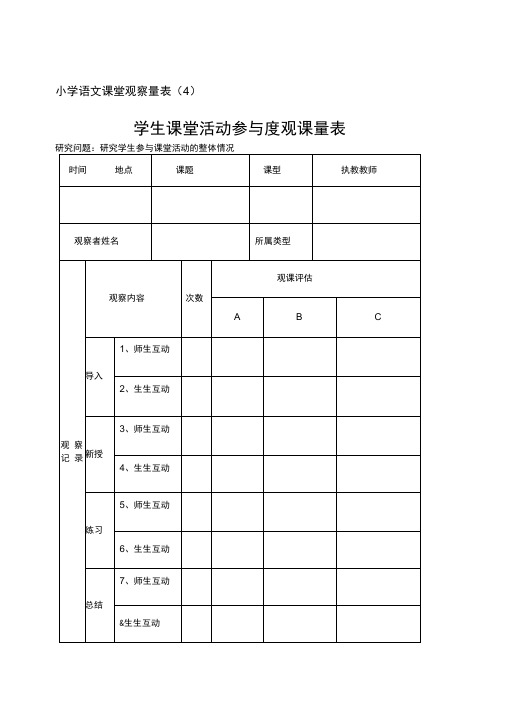 语文课堂观课量表