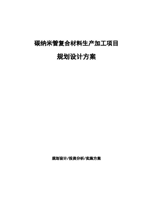 碳纳米管复合材料生产加工项目规划设计方案