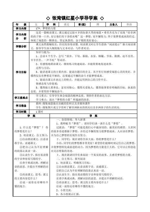 梦想的力量的导学案