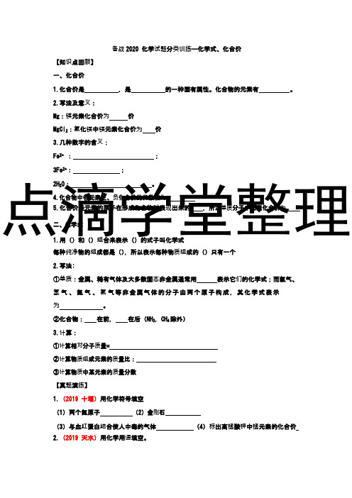 备战中考化学试题分类训练化学式化合价专题附答案(2) (1)