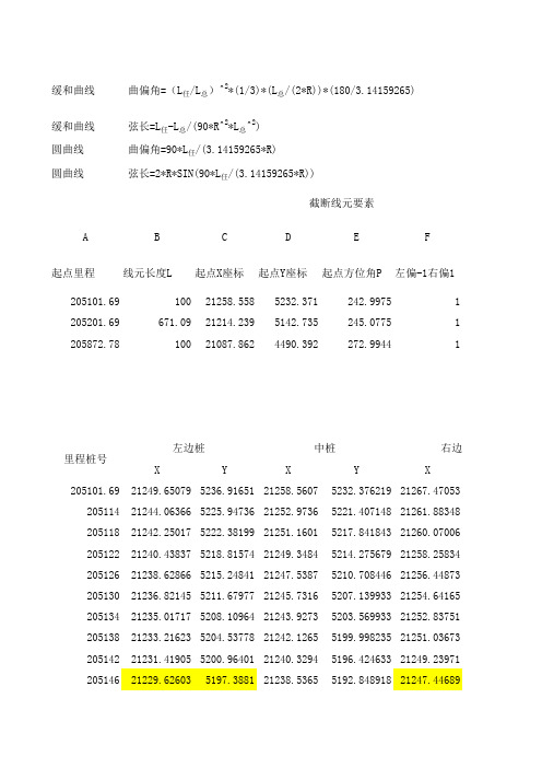 计算高程及横坡的EXCEL