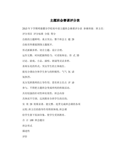 主题班会赛课评分表