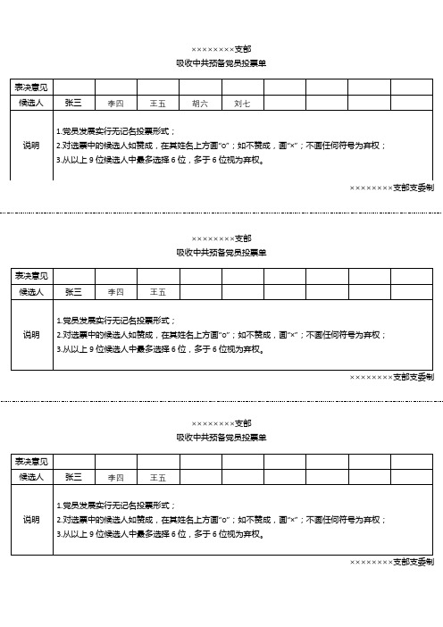 预备党员投票表