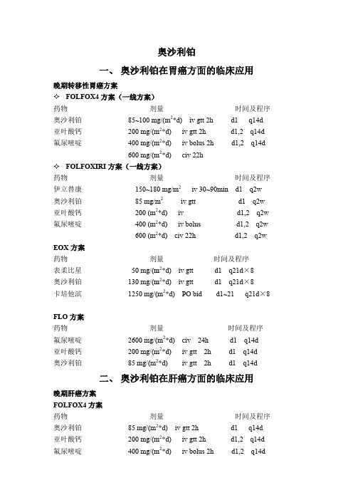 奥沙利铂肿瘤方案(全)