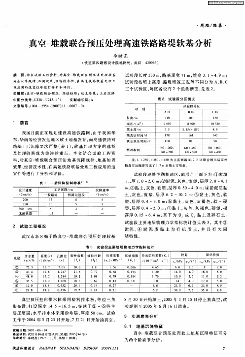 真空-堆载联合预压处理高速铁路路堤软基分析