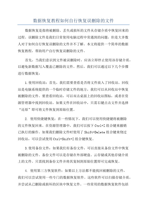 数据恢复教程如何自行恢复误删除的文件