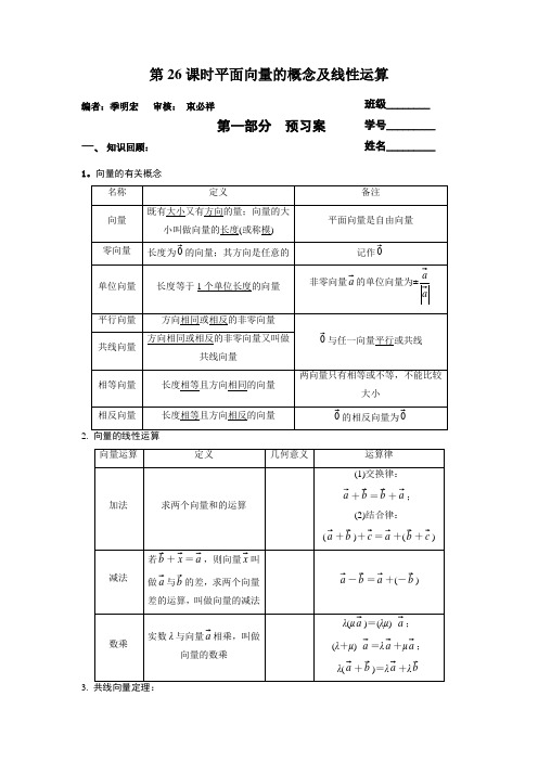 26。平面向量的概念及其运算