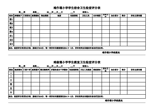 学生宿舍日常内务检查评分表