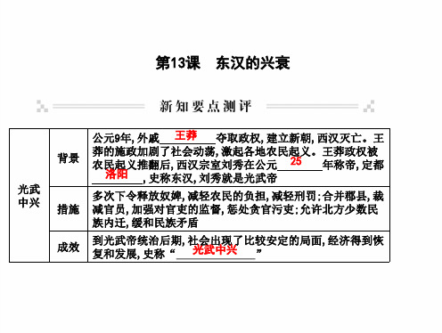 最新部编人教版七年级历史上册 第13课 东汉的兴衰