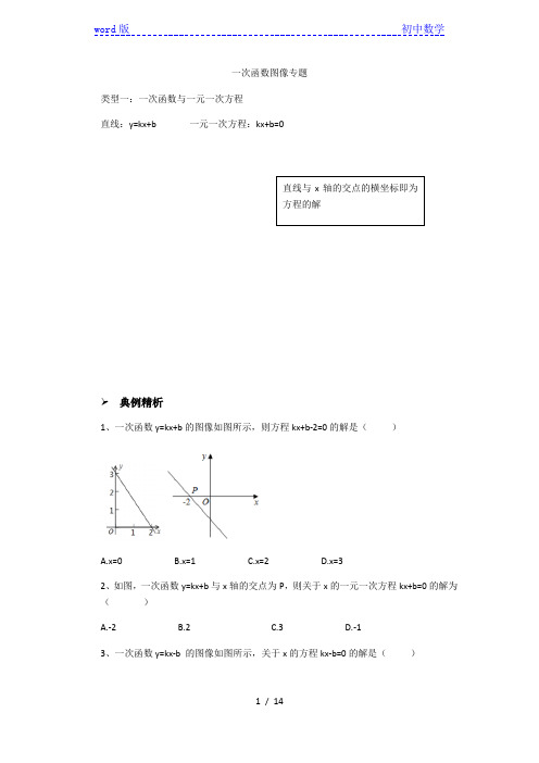 中考一轮复习一次函数图像应用分类专题