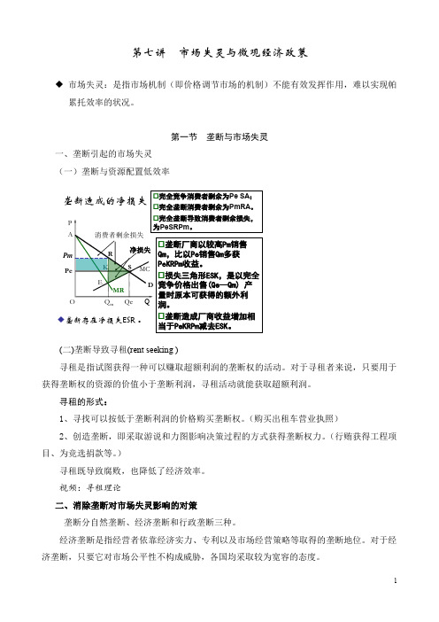 8《微观经济学》第八讲 市场失灵与微观经济政策