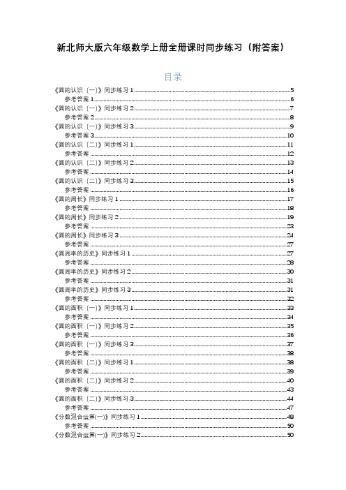 新北师大版六年级数学上册全册同步作业课时练习附答案