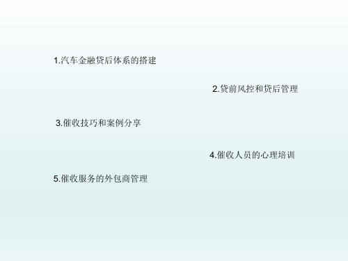 汽车金融贷后的体系搭建管理ppt课件