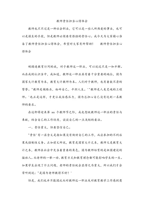 教师责任担当心得体会