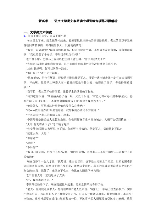 新高考——语文文学类文本阅读专项训练专项练习附解析