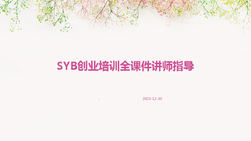 SYB创业培训全课件讲师指导