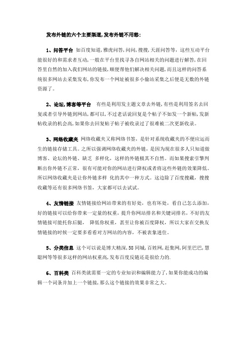 外链发布的六个主要渠道