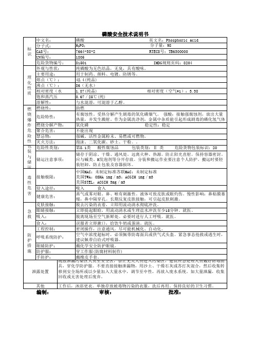 磷酸安全技术说明