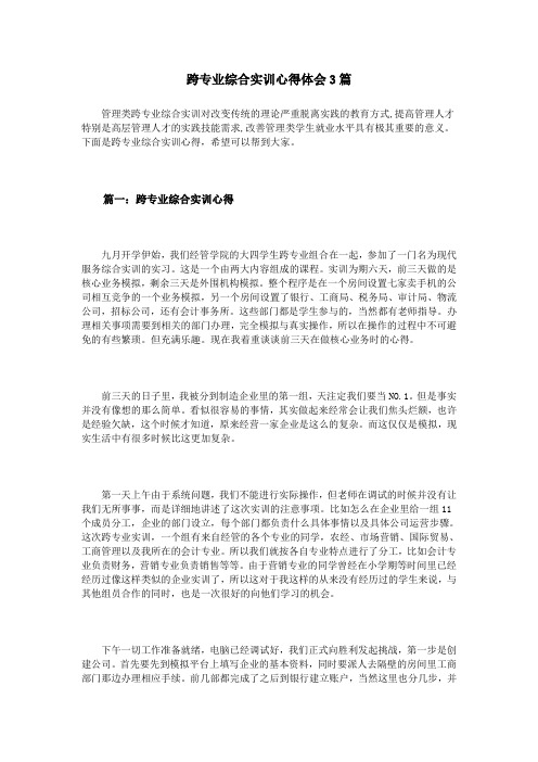 跨专业综合实训心得体会3篇