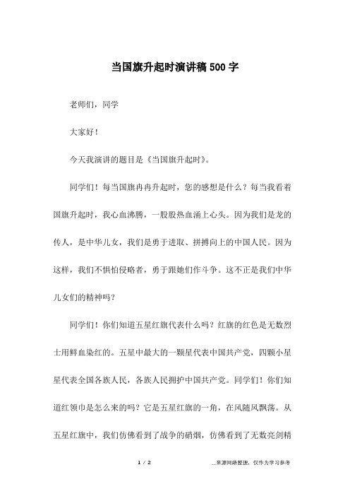 当国旗升起时演讲稿500字