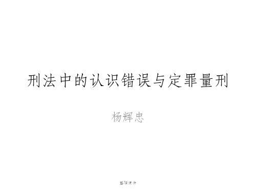 刑法中的认识错误与定罪量刑 