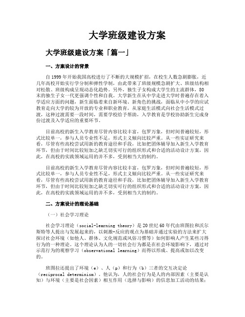 大学班级建设方案