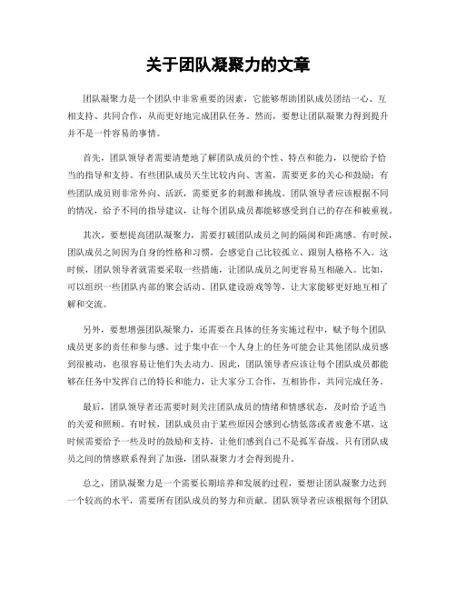 关于团队凝聚力的文章